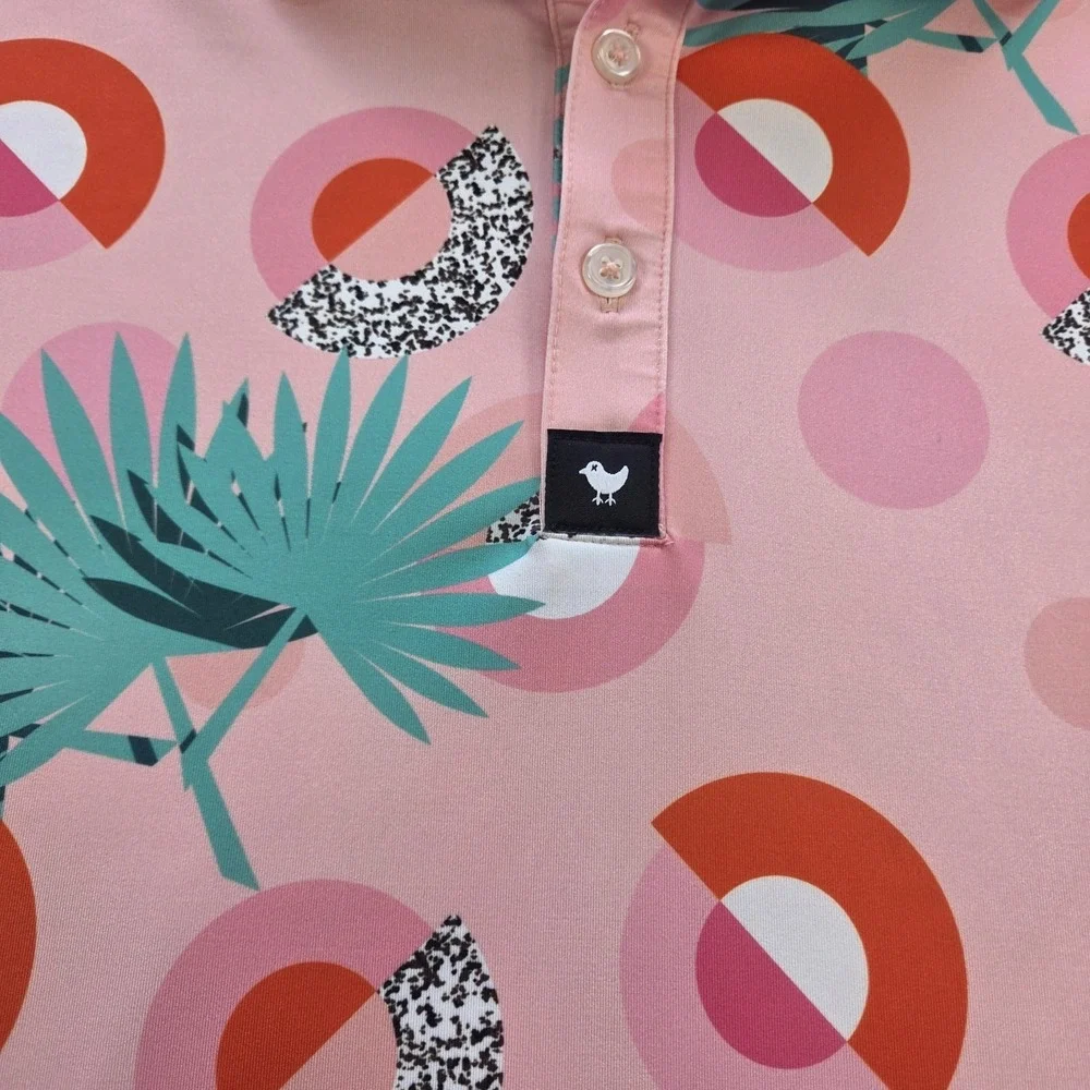 Bad Birdie Polo Shirt Mens 3XL AOP Floral Geometric Golf Performance Stretch